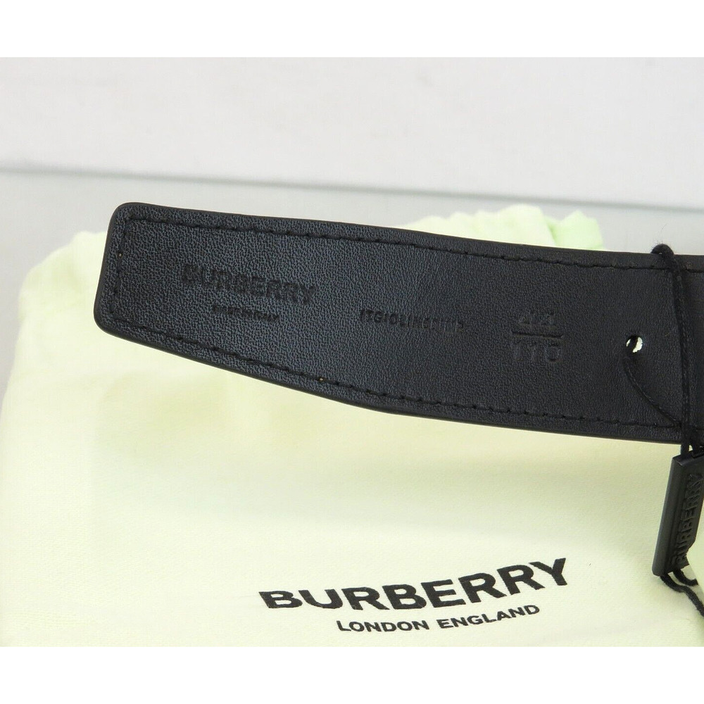 $580 BURBERRY TB 35 BEIGE CHECK BLACK LEATHER REVERSIBLE LOGO BUCKLE BELT 90/36 - Picture 12 of 13